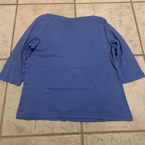 💜 NWD New Woman Design Blue 3/4 Sleeve Boatneck Top, Size M - Picture 3 of 5